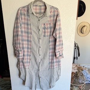 Listicle Pastel Plaid and Stripe Button Down Shirt